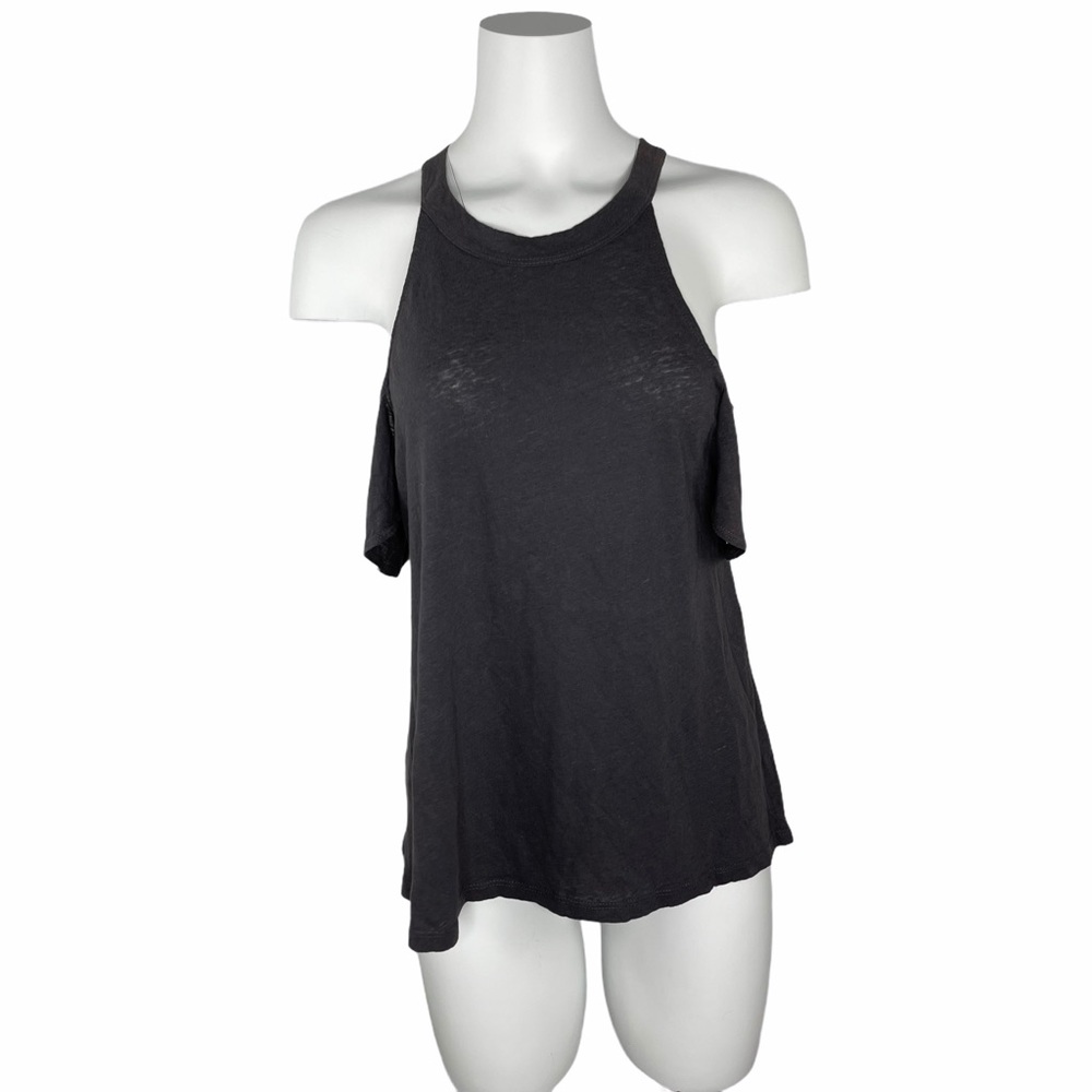LA Made Off Shoulder Linen Cotton Tee T-shirt Gray